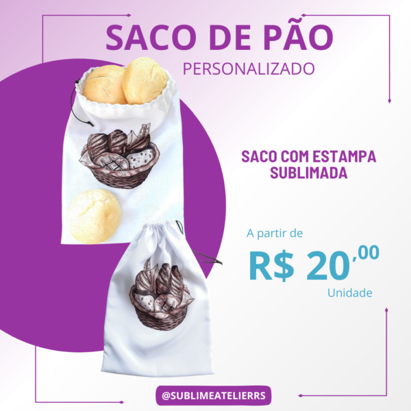 Saco Porta Pão Personalizado com Estampa Sublimada